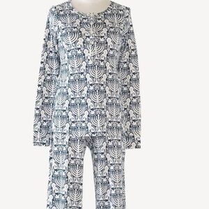 XXL NWT Kate Quinn mama pj set navy menorah cotton Hanukah holiday